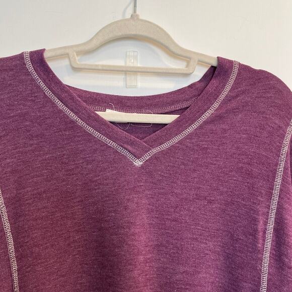 Simple Suzanne Betro XL Extra Large Purple Contrast Stitch Top Ruffle Detail - Picture 3 of 5
